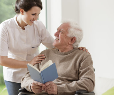 senior patient and the staff