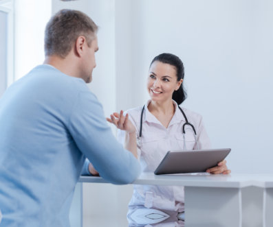 patient and the staff talking