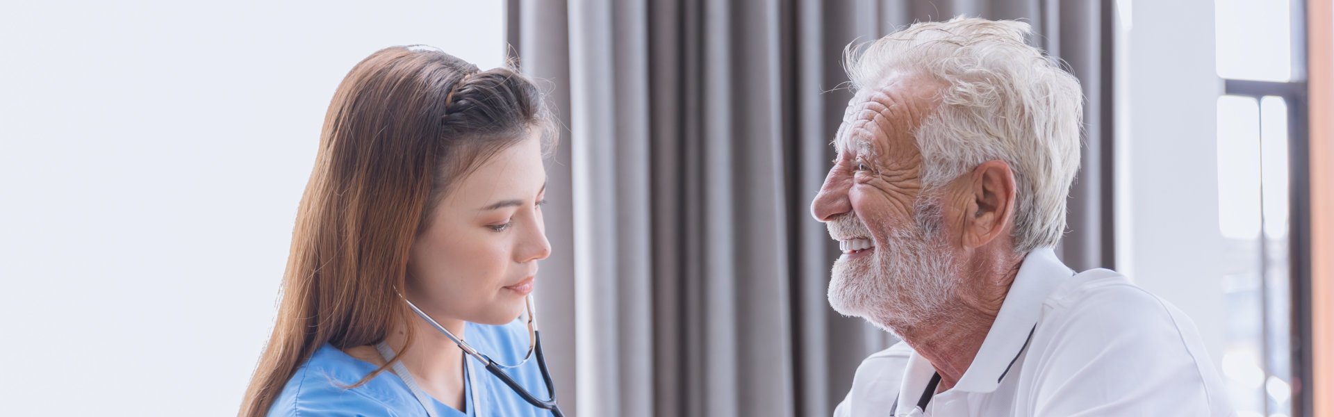 nurse and checking up on elderly veteran